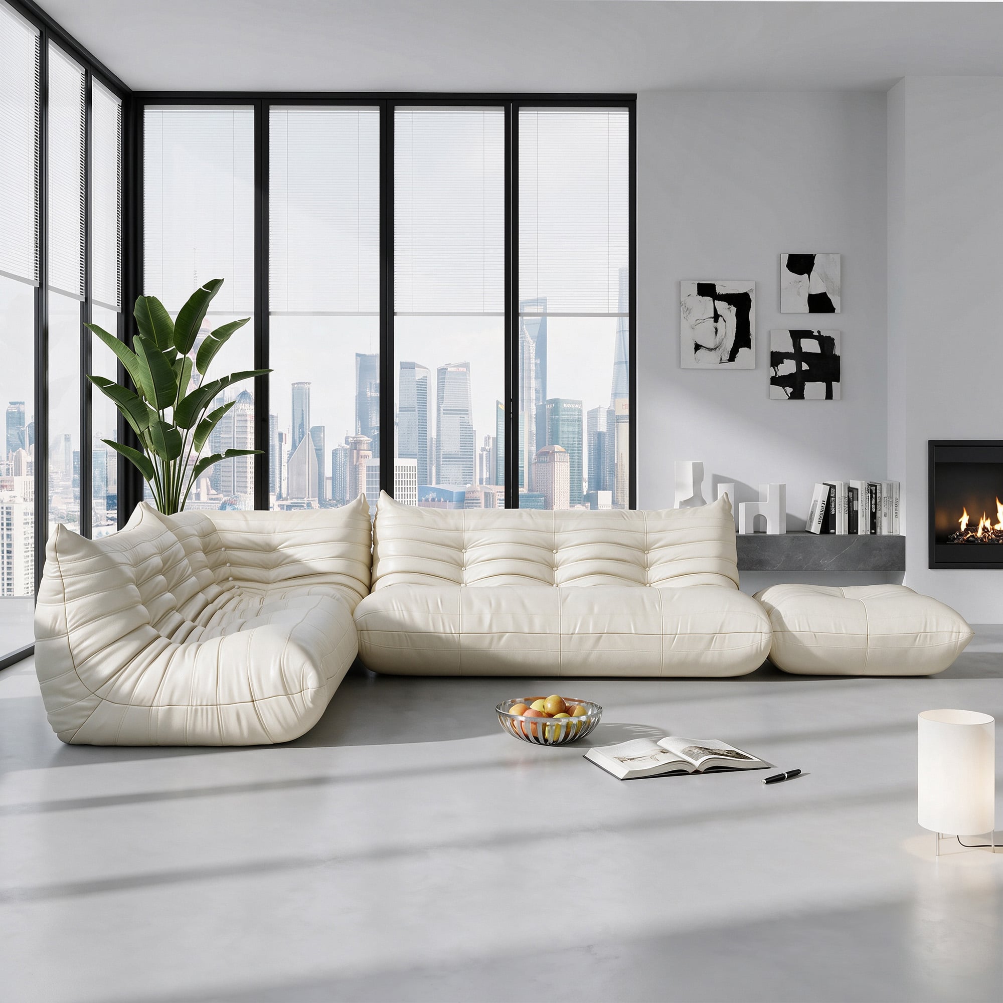 Maggis Caterpillar Sofa Bundle Deal Three Seater Loveseat Corner Piece with Ottoman