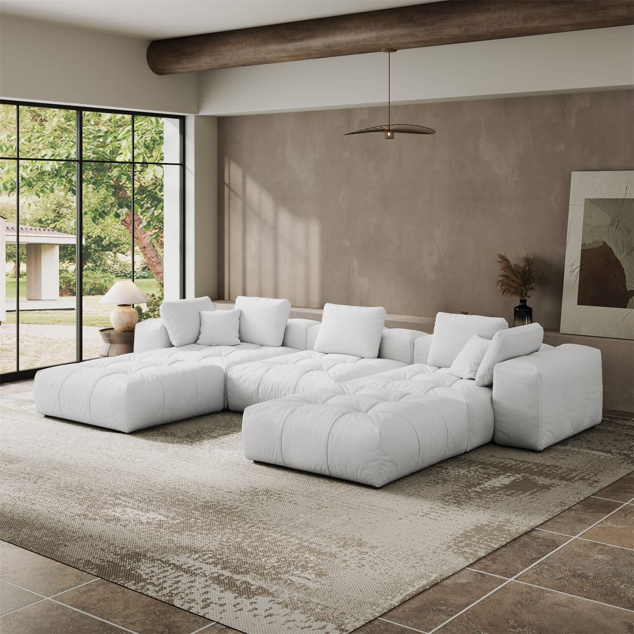 Felix Sofa U Shape 3 Seater with 2 ottomans - Intuition Decor