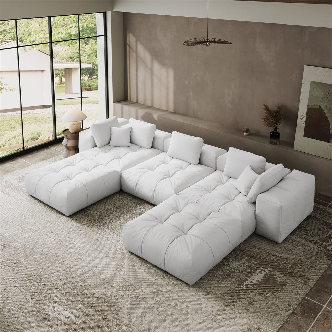 Felix Sofa U Shape 3 Seater with 2 ottomans - Intuition Decor