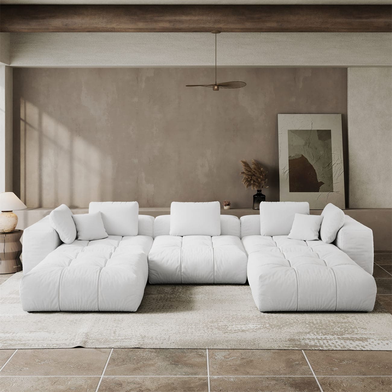 Felix Sofa U Shape 3 Seater with 2 ottomans - Intuition Decor