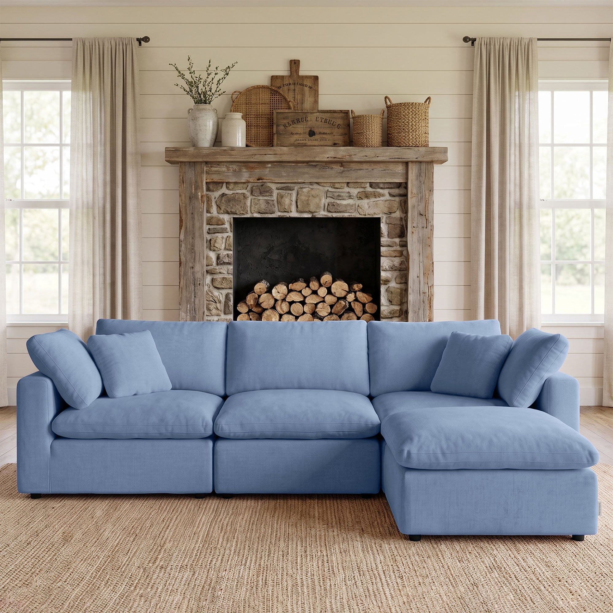 Nubes Cloud Classic 4-Piece Modular Sofa Includes Ottoman