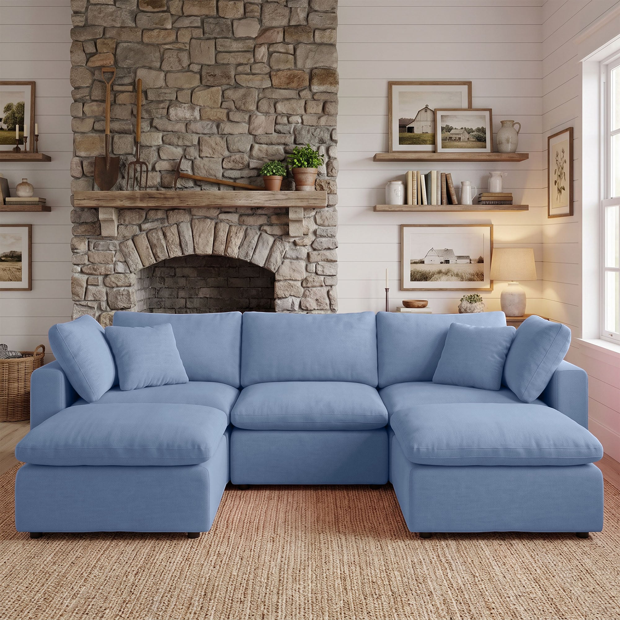 Nubes Cloud Classic 5-Piece Modular Sofa Includes 2 Ottomans