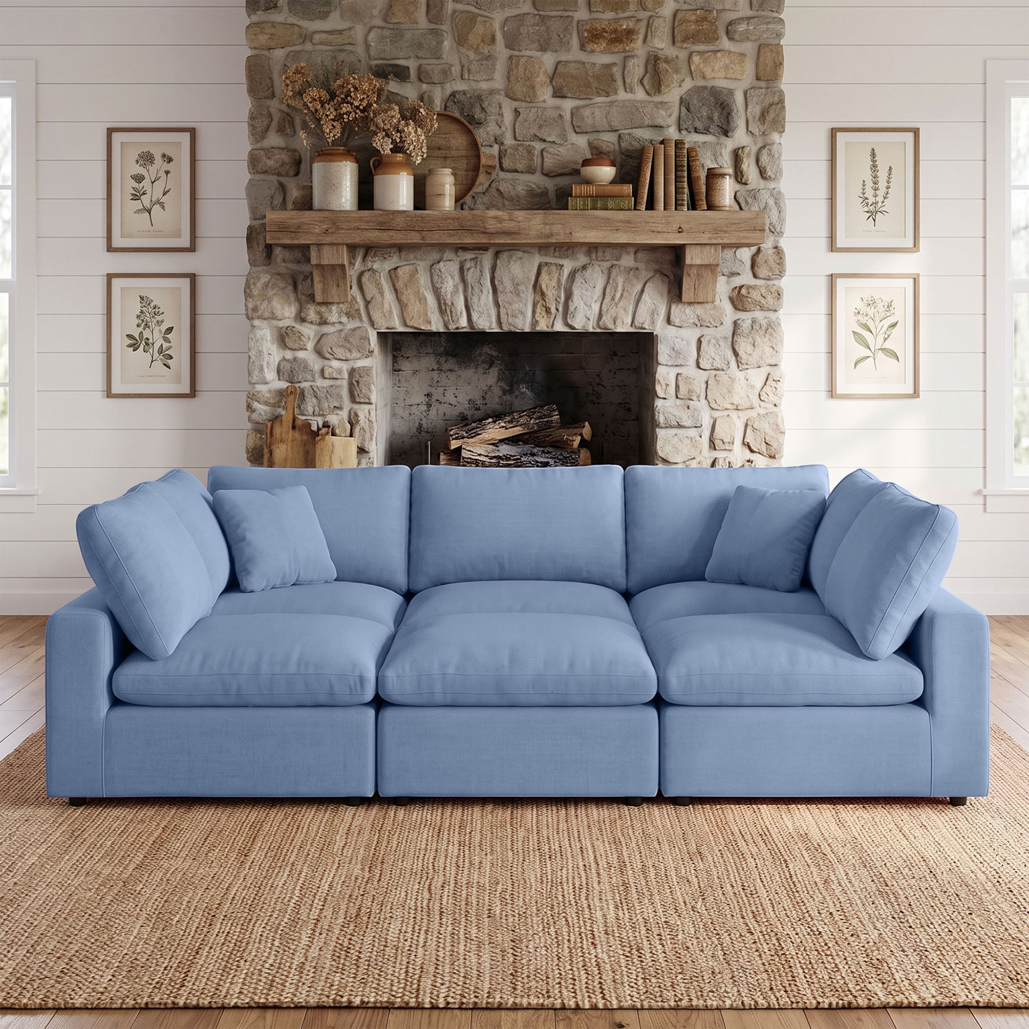 Nubes Cloud Classic Pit-Sectional 6 Pieces 3+3 Sleeper Sofa