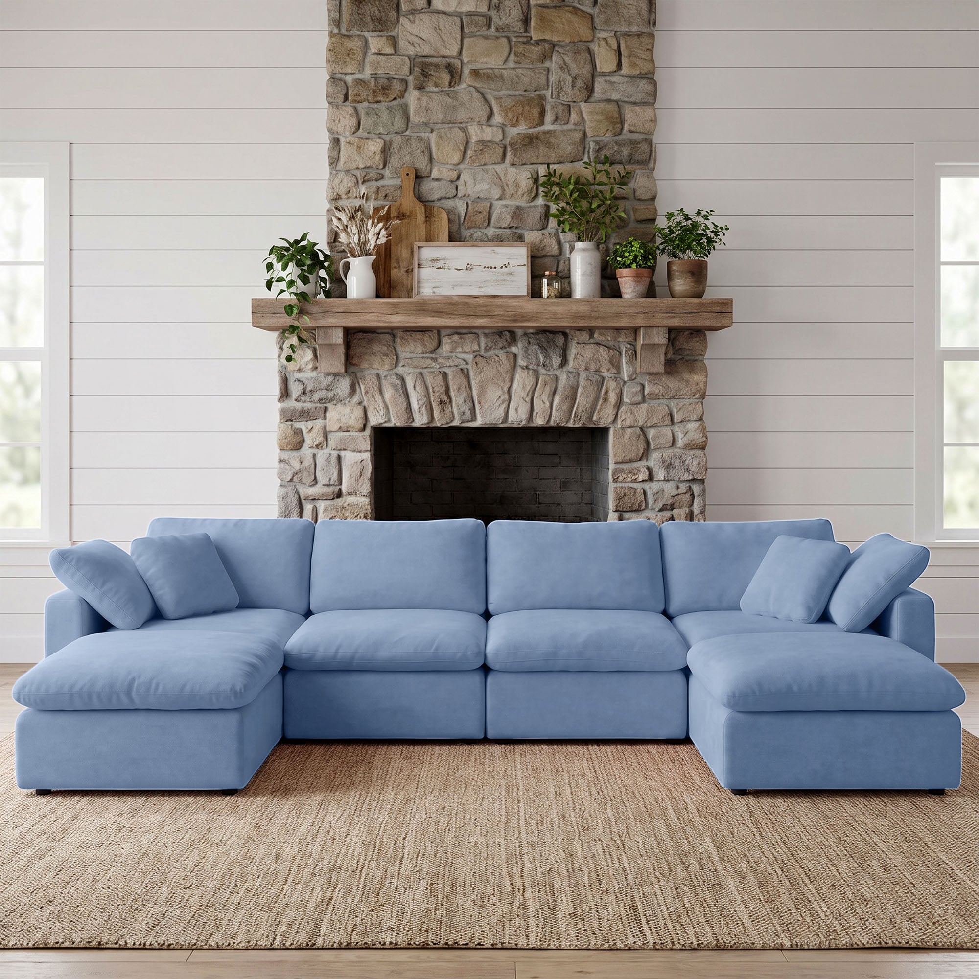 Nubes Cloud Classic 6-Piece Modular Sofa Includes 2 Ottomans