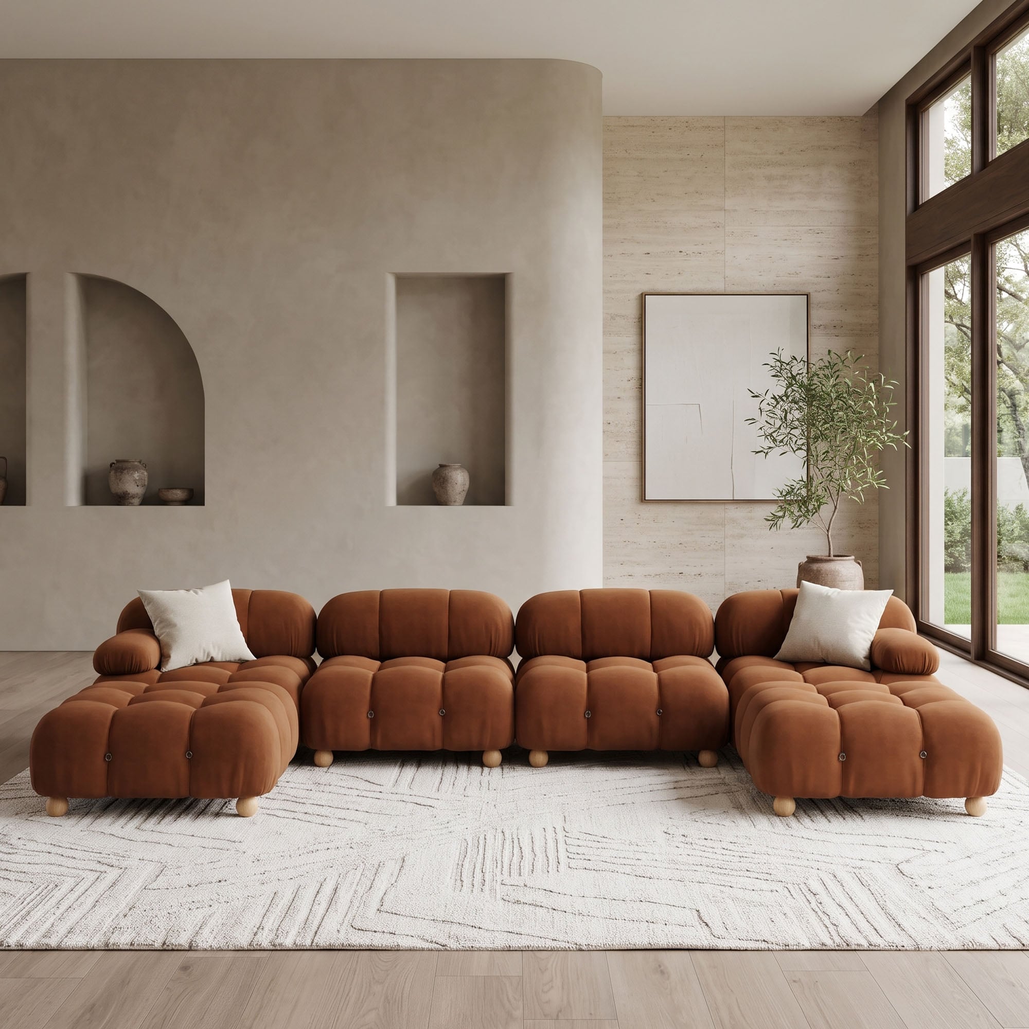 Alessi Modular Sectional U Shape Sofa Four Seater with 2 Ottoman