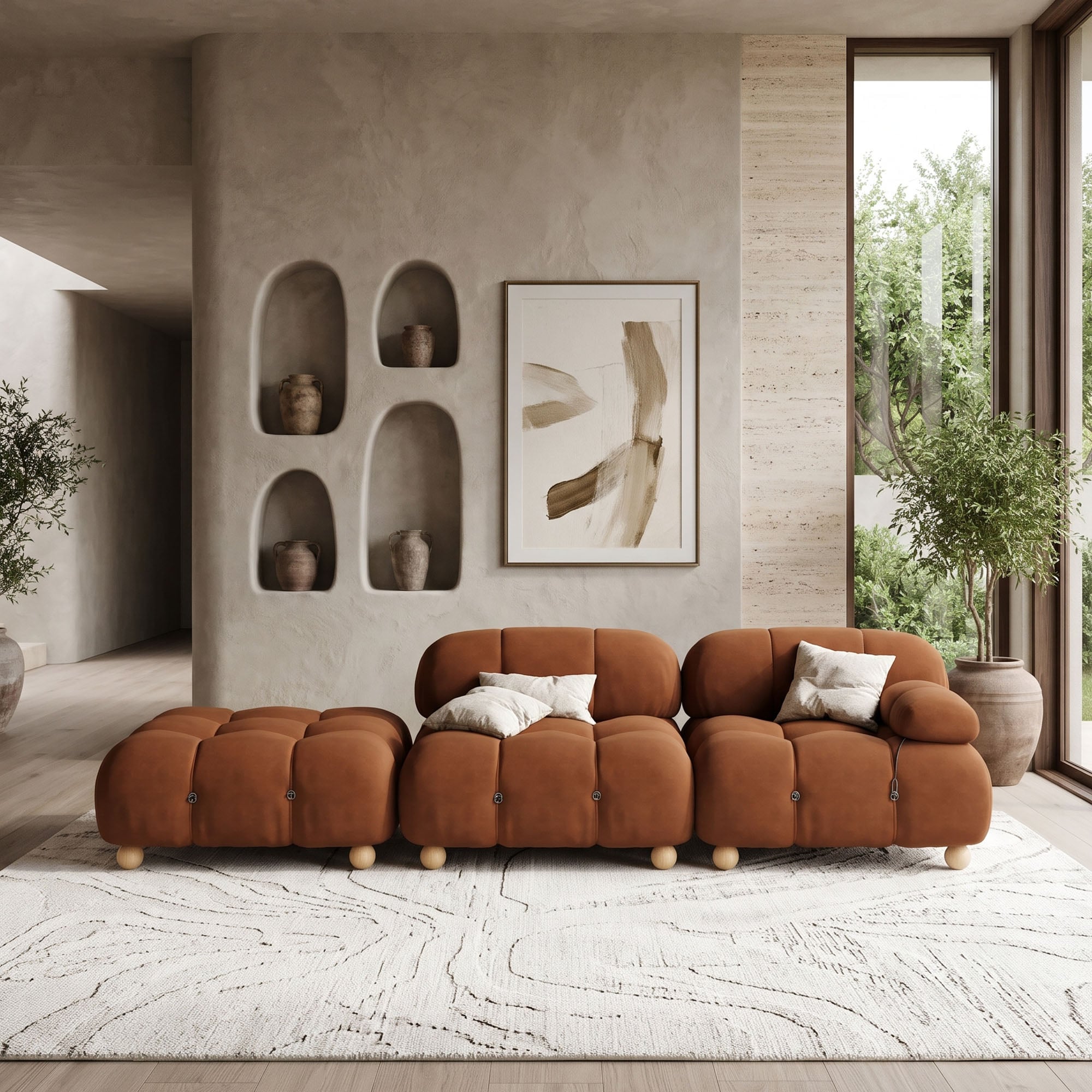 Alessi Modular Sectional Sofa Three Seater Open End Sofa
