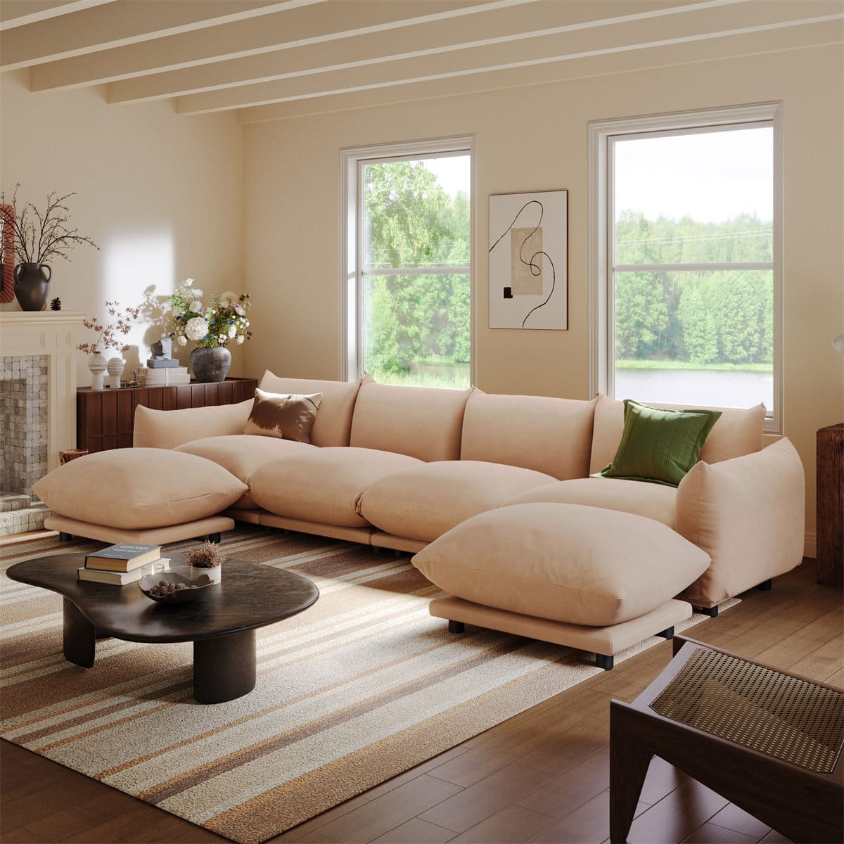 Bellus Upholstery Modular Sofa U Shape 6 pieces - Intuition Decor