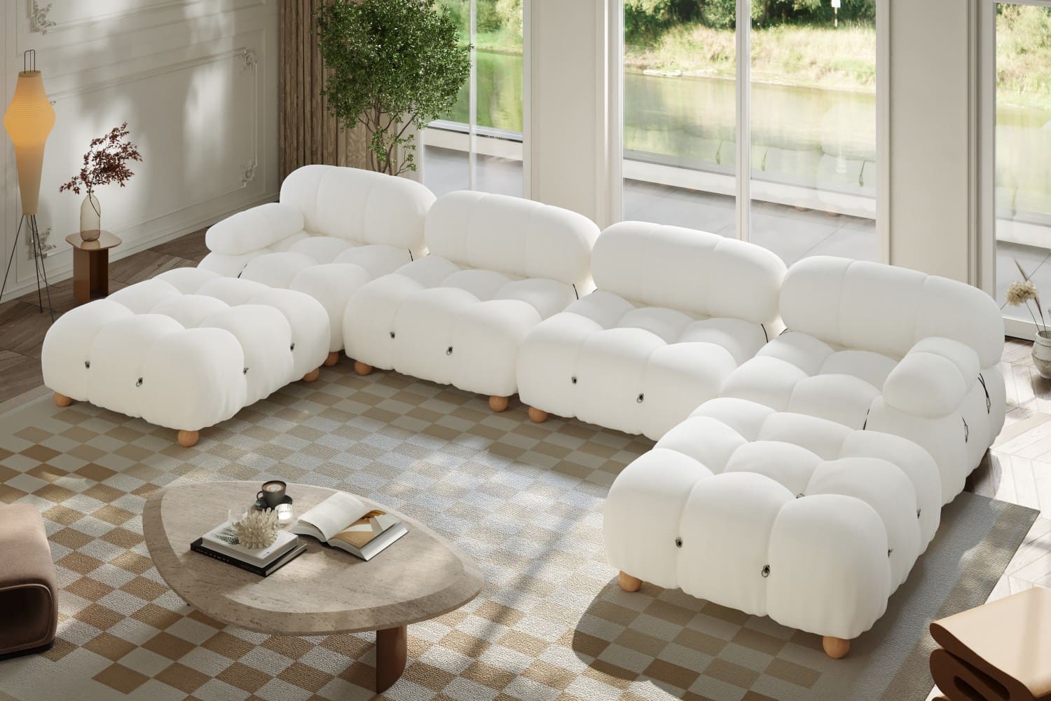 Alessi Modular Sectional U Shape Sofa Four Seater with 2 Ottoman