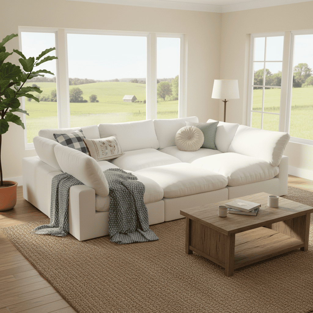 Nubes Cloud Classic Pit-Sectional 6 Pieces 3+3 Sleeper Sofa