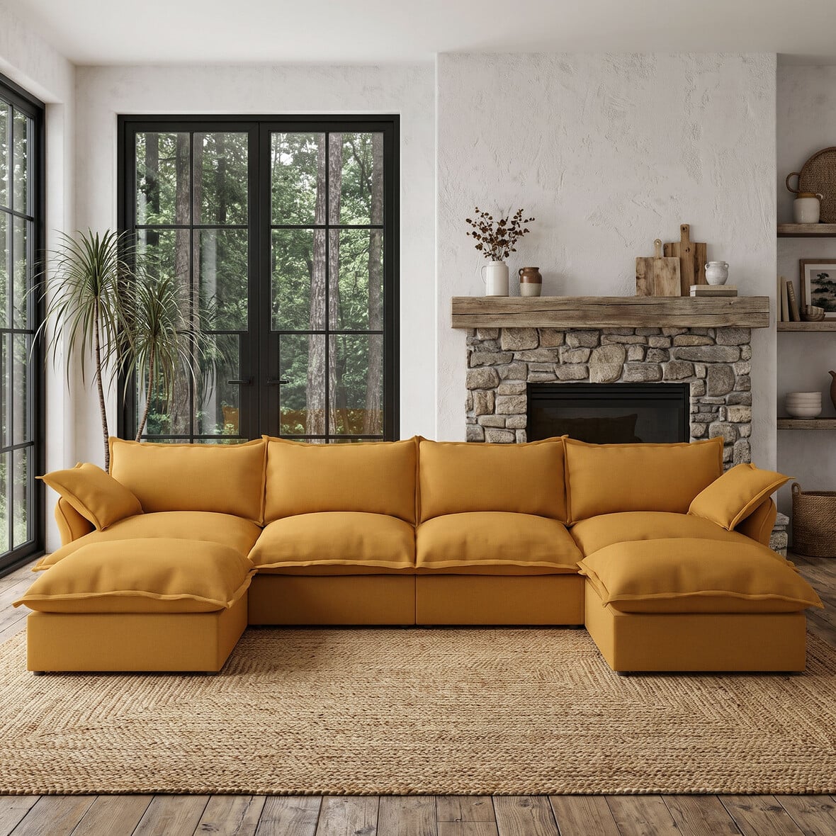 Cozyee Sofa Sectional U Shape 4 Seater with 2 Ottomans