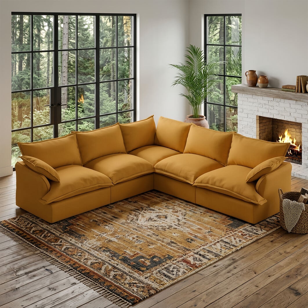 Cozyee Sofa Sectional V Shape 5 Pieces Closed Modular